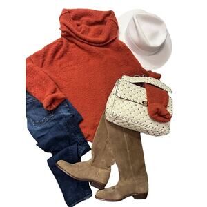 Free People Orange Turtleneck Sweater Size M